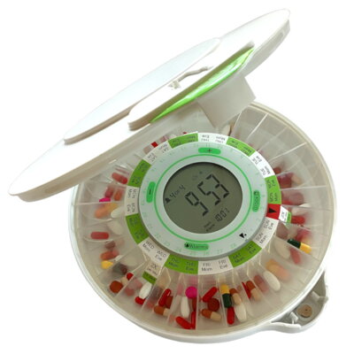 Smart Automatic Pill Dispenser with Alarm DoseControl | New Model 2021| Solid Lid | English Dosage Rings