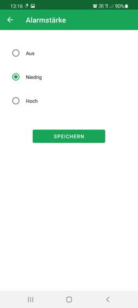 Einstellung Alarmstärke | DoseControl App