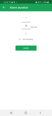 Alarm Duration Setting | DoseControl App