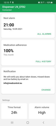 De volgende Alarm-, Nalevings- en Meldingsfuncties | DoseControl App