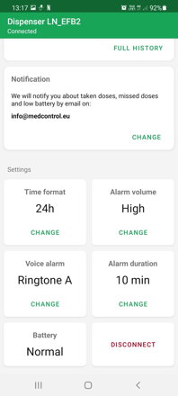 Notifications and Full Settings | DoseControl App