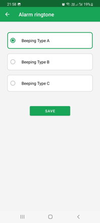 DoseControl app for smart WIFI pill box | Overview of the alarm tone – tone A, B or C
