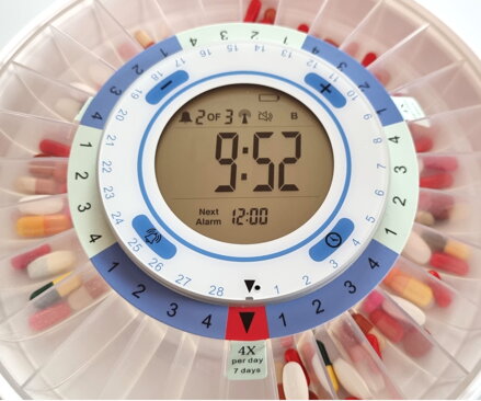 Smart WIFI pill box DoseControl | Detail of the display and dosage ring