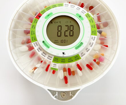 DOSECONTROL Dozator automat de medicamente Smart | Model 2021 | Capac transparent | Șabloane în limba română | Control de la distanță și monitorizare prin intermediul Android aplicației
