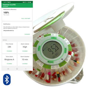 Smart Automatic Pill Dispenser with Alarm DoseControl | New Model 2021| Solid Lid | English Dosage Rings | Remote control and monitoring via Android app