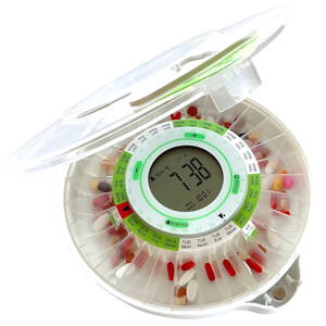 Smart Automatic Pill Dispenser with Alarm DoseControl | New Model 2021| Transparent Lid | English Dosage Rings | Connection Ready