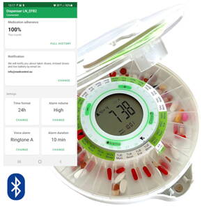 Smart Automatic Pill Dispenser with Alarm DoseControl | New Model 2021| Transparent Lid | English Dosage Rings | Remote control and monitoring via Android app
